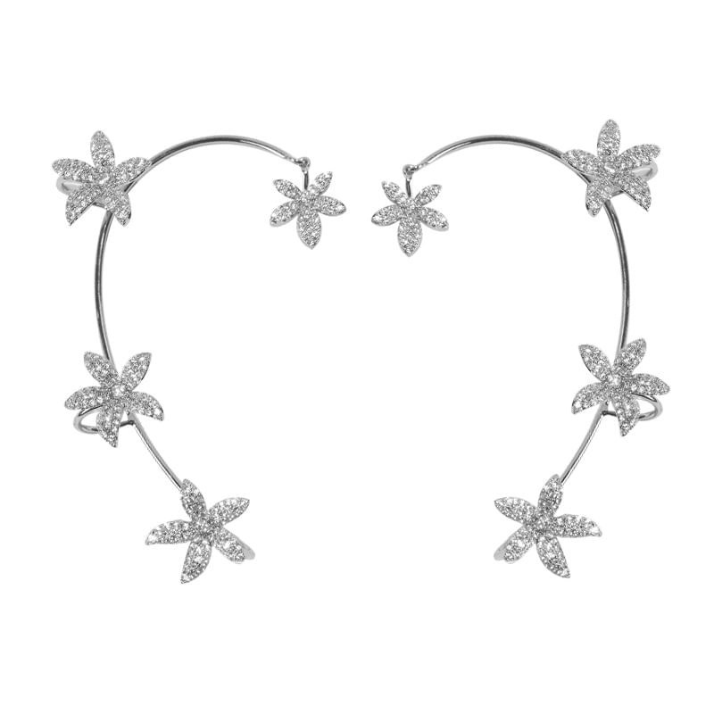 Ear Floral Rhinestone Cuff
