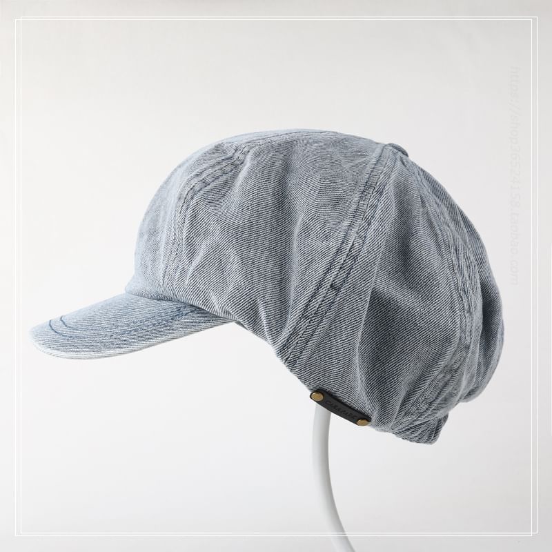 Ribbon Newsboy Cap Denim