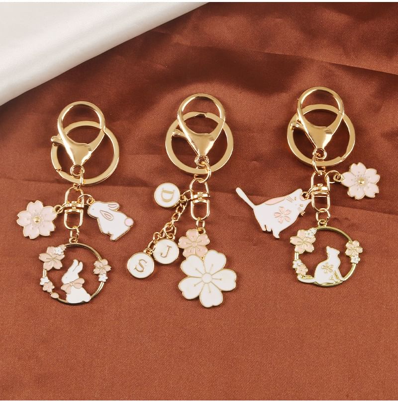 Floral / Rabbit Alloy Keyring (Various Designs)