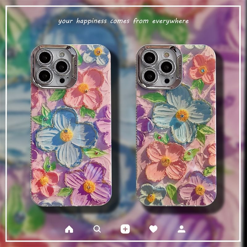 Floral Phone Case - iPhone 15 Pro Max / 15 Pro / 15 / 14 Pro Max / 14 Pro / 14 / 13 Pro Max / 13 Pro / 13 / 12 Pro Max / 12 Pro / 12 / 11