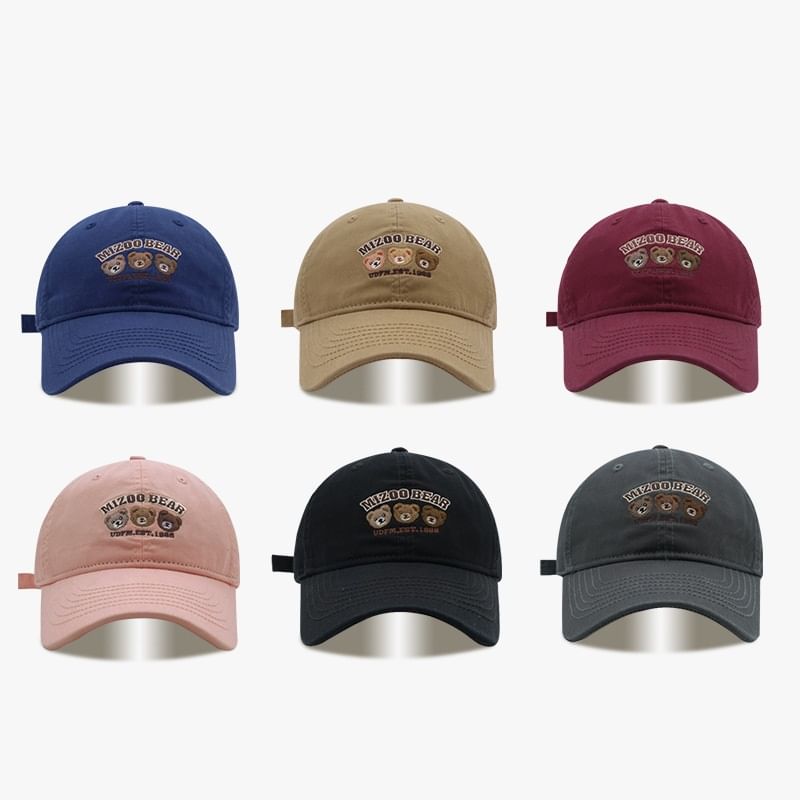 Bear Embroidered Baseball Cap