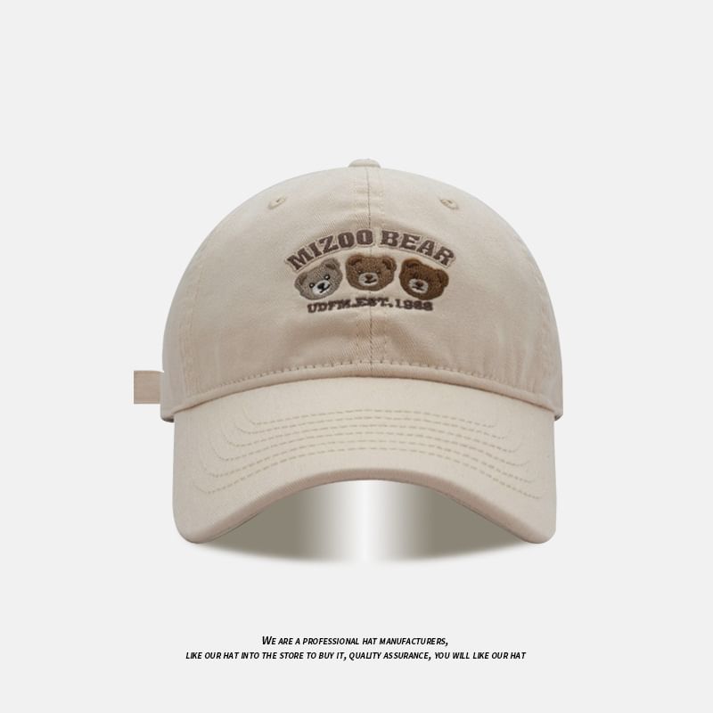 Bear Embroidered Baseball Cap
