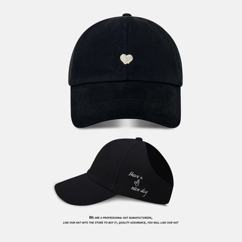 Heart Embroidered Baseball Cap