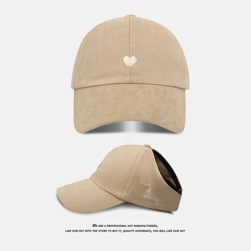 Heart Embroidered Baseball Cap