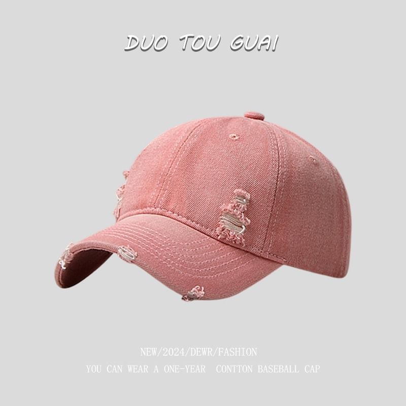 Washed Cap Distressed Denim Baseball