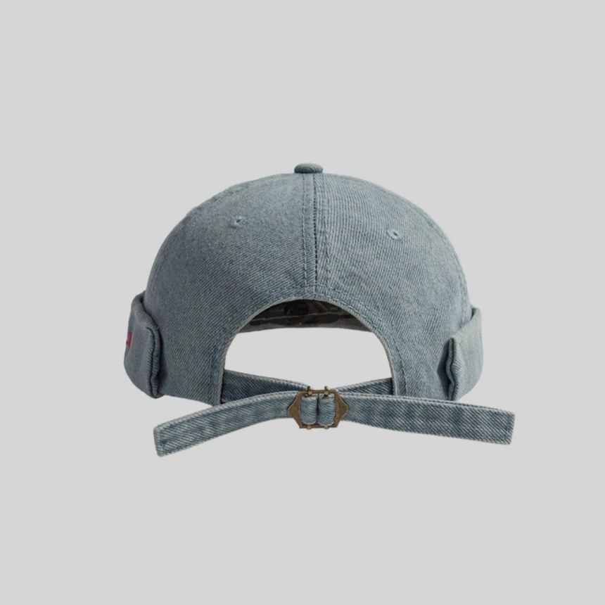 Hat Lettering Embroidered Brimless Washed Denim