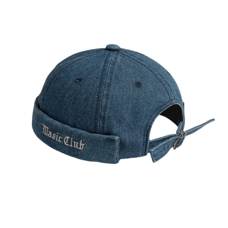 Hat Lettering Embroidered Brimless Washed Denim