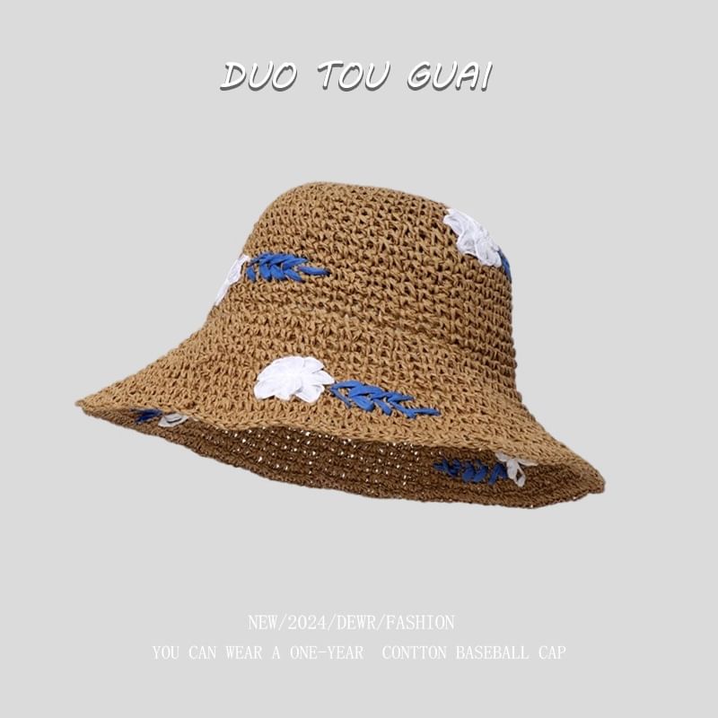 Woven Sun Floral Hat Accent