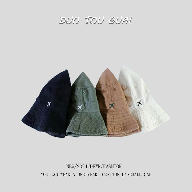Plane Hat Bucket Embroidered