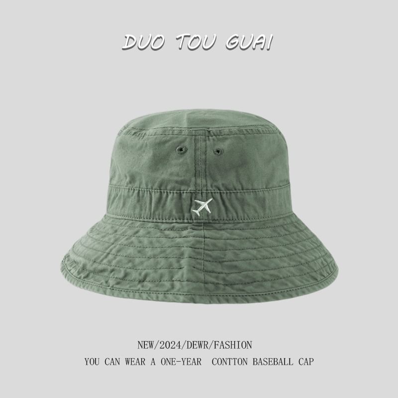 Plane Hat Bucket Embroidered