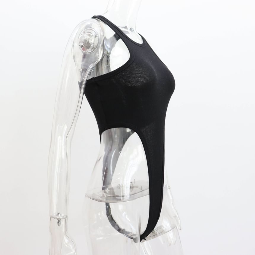 Bodysuit Sleeveless Plain Neck Top Crew