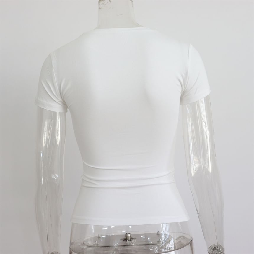 Round Short-Sleeve Neck T-Shirt Plain