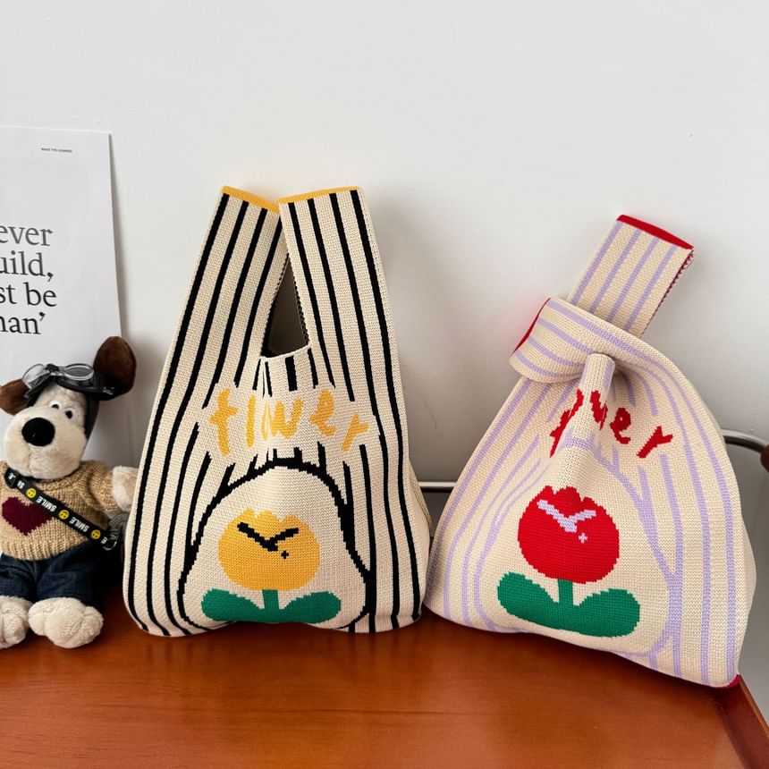 Knit Tote Bag Flower