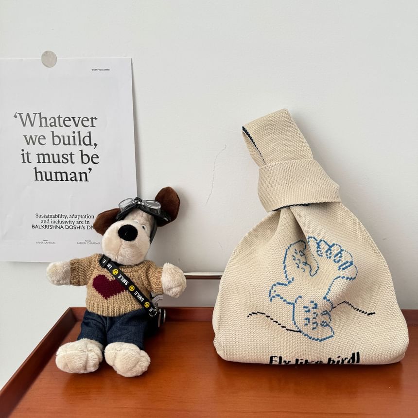 Tote Lettering Knit Bag