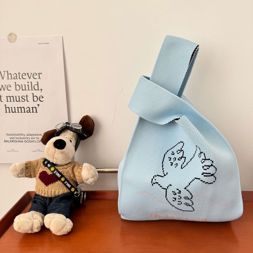 Tote Lettering Knit Bag