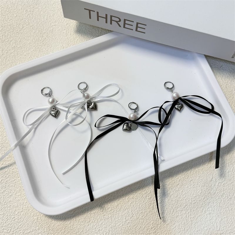 Ribbon Designs) Faux (Various Earring Pearl / Drop
