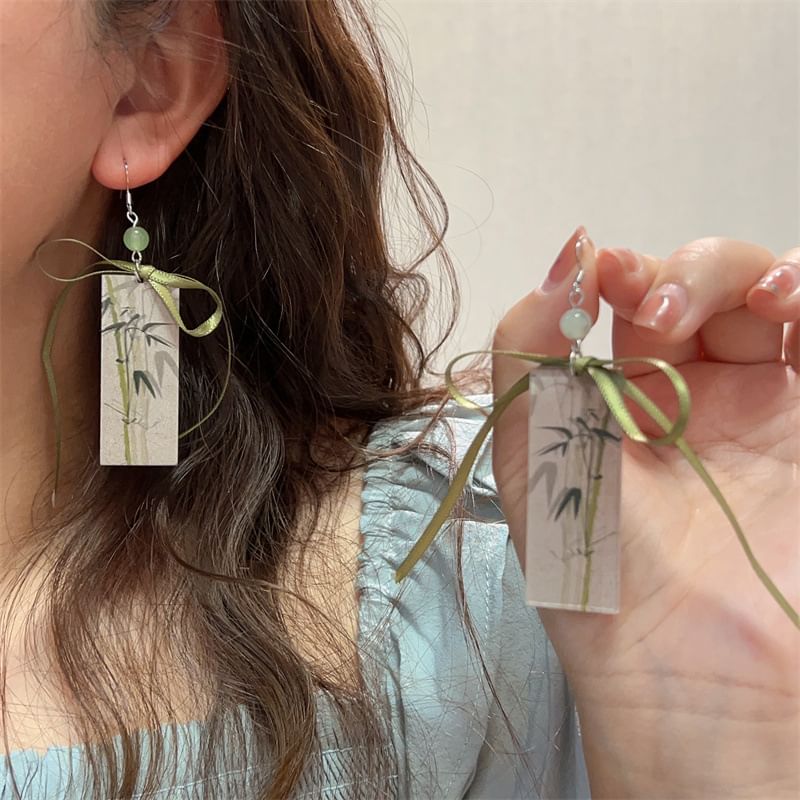 Acrylic Earring Ribbon Drop Bamboo