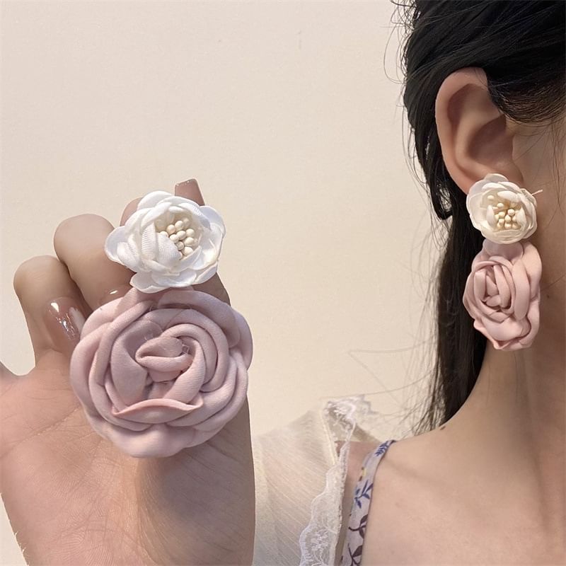Earring Fabric Drop Floral