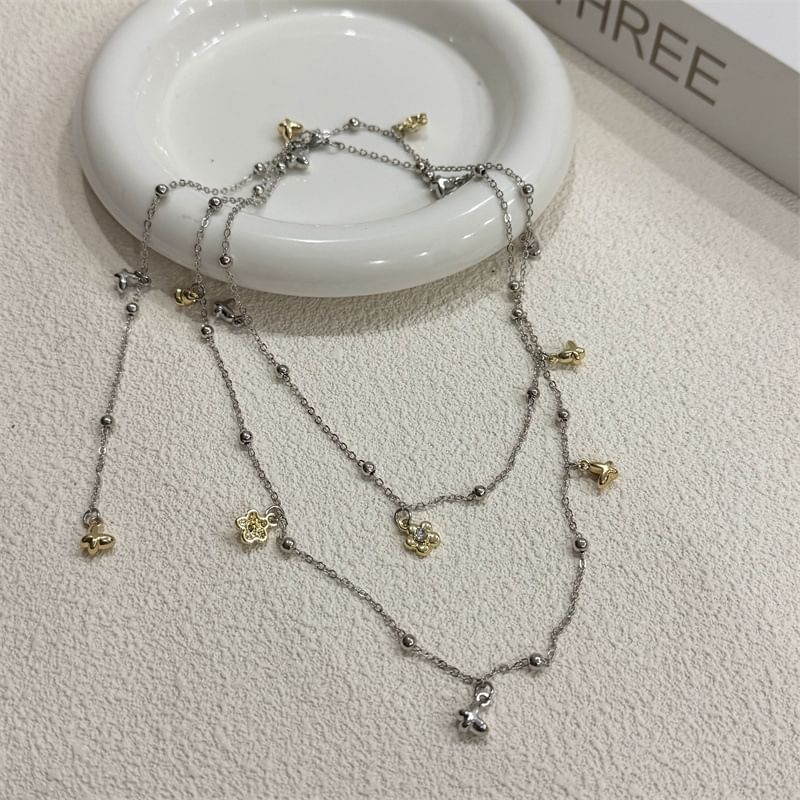 Floral Pendant Alloy Heart / Choker