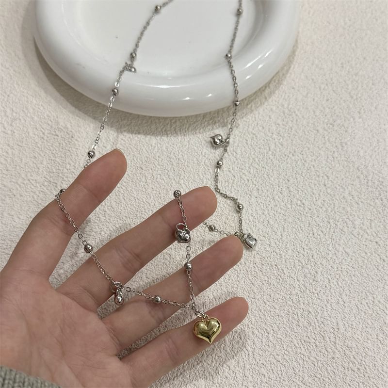 Floral Pendant Alloy Heart / Choker