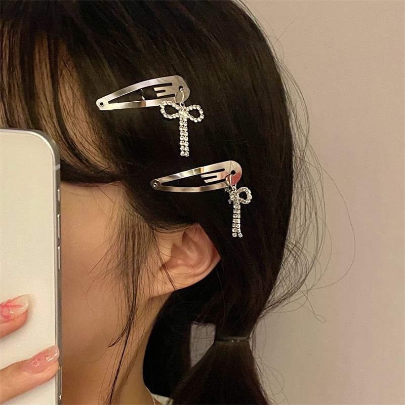 Clip Rhinestone Alloy Hair Bow