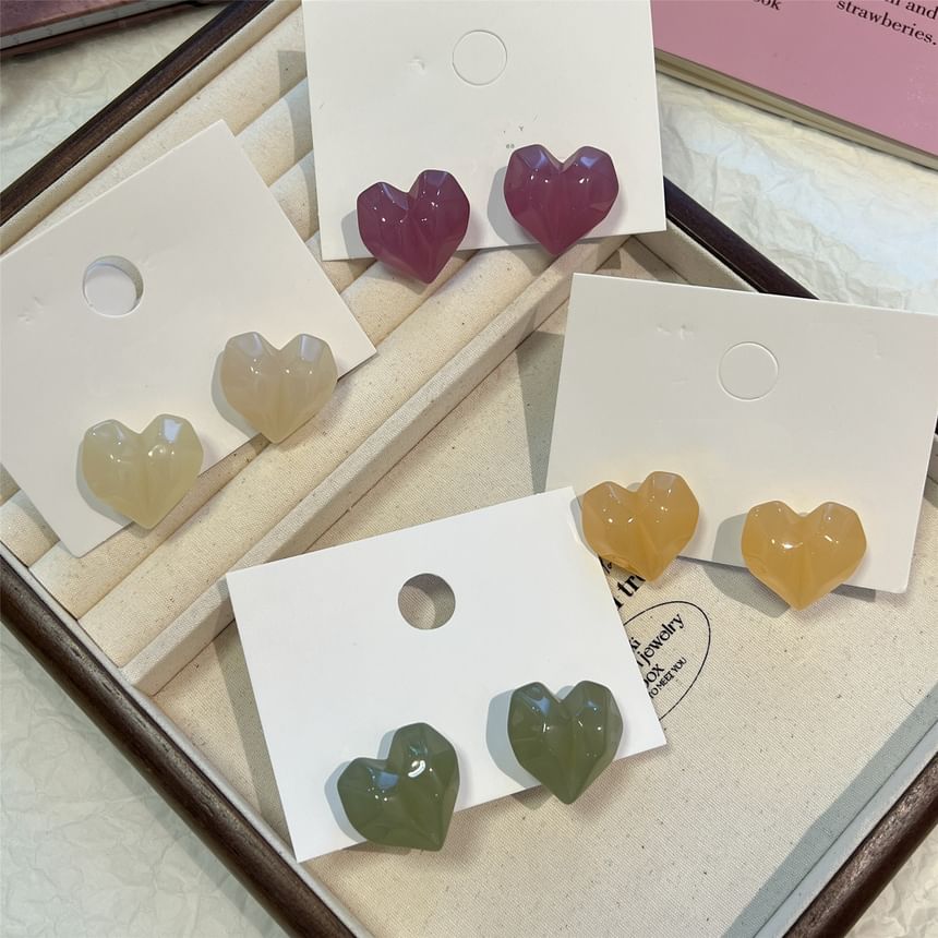 Earring Heart Resin Stud