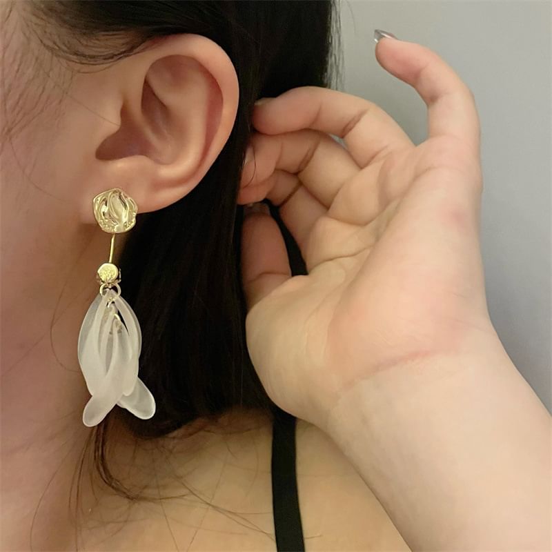 Earring Asymmetrical Dangle Floral Rhinestone