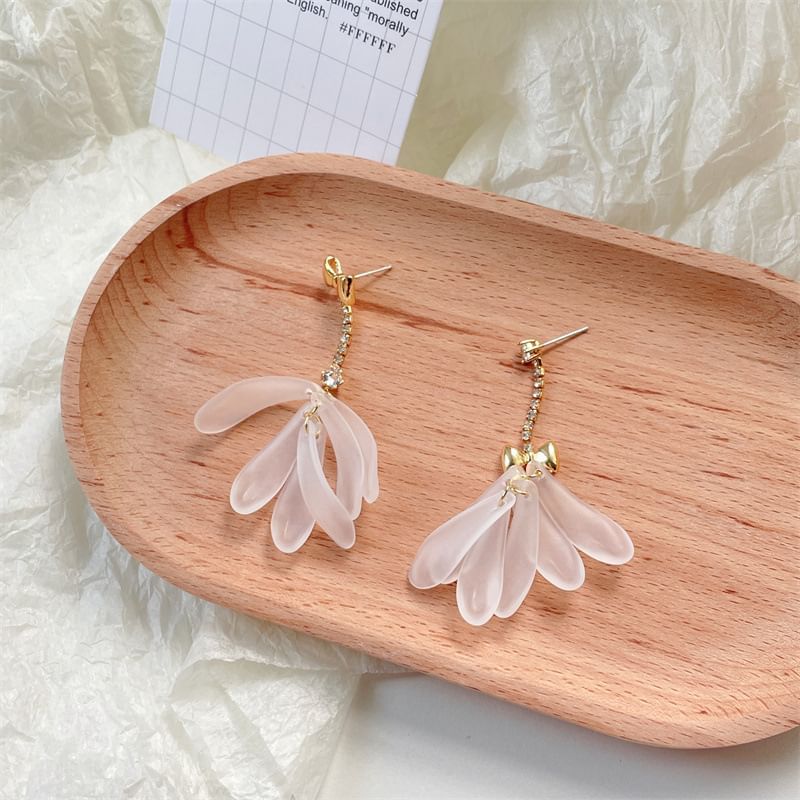 Earring Asymmetrical Dangle Floral Rhinestone