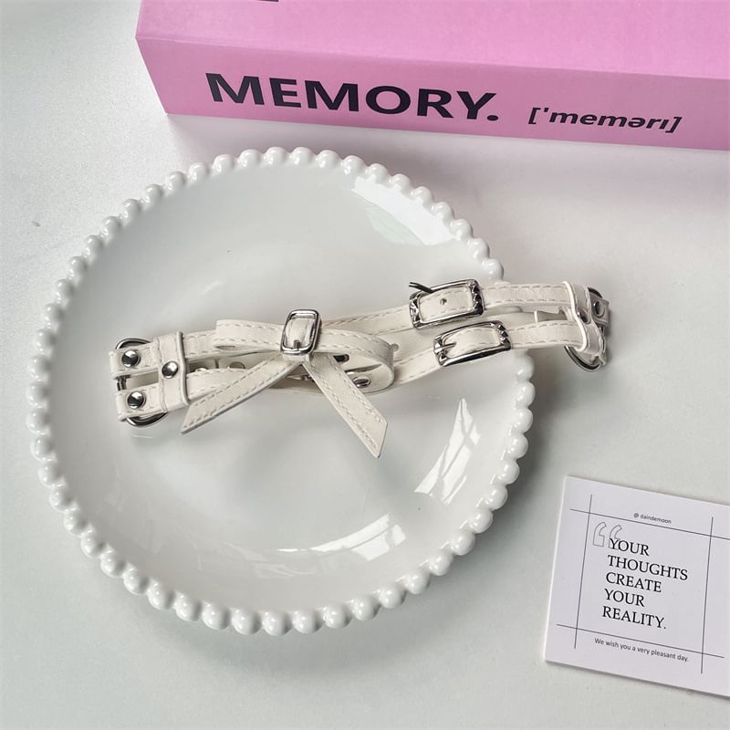 Choker Faux Bow Leather Layered