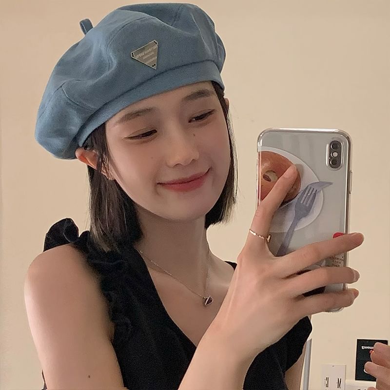 Beret Denim Plain Panel