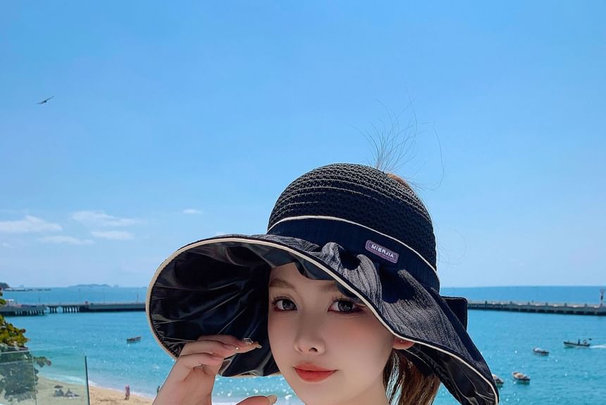 Ruched Bow Hat Sun Panel