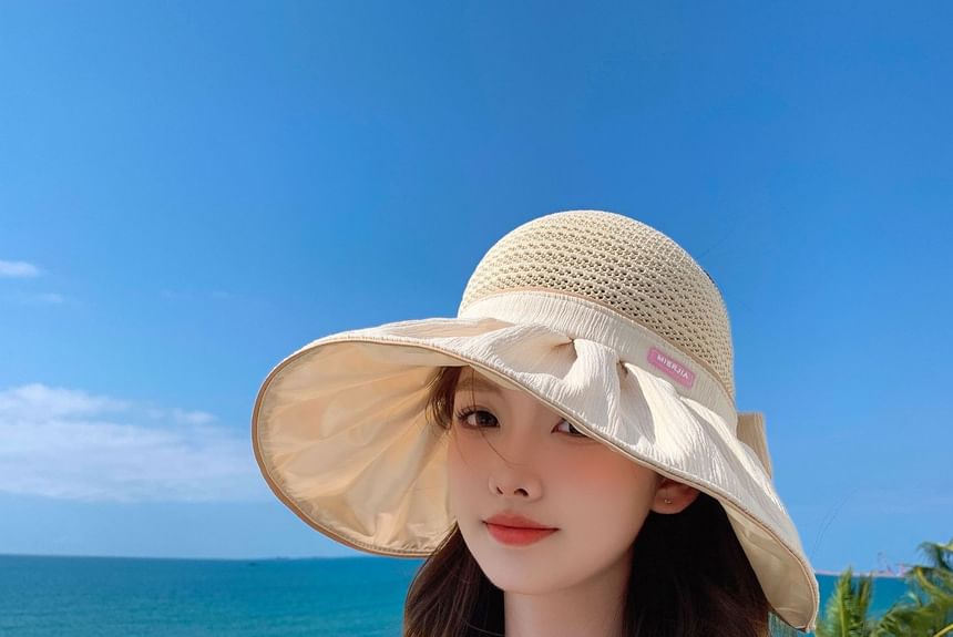 Ruched Bow Hat Sun Panel