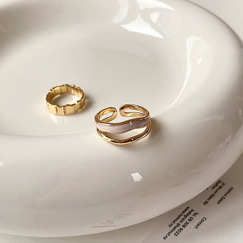 Rhinestone Ring Open / Alloy Glaze Layered