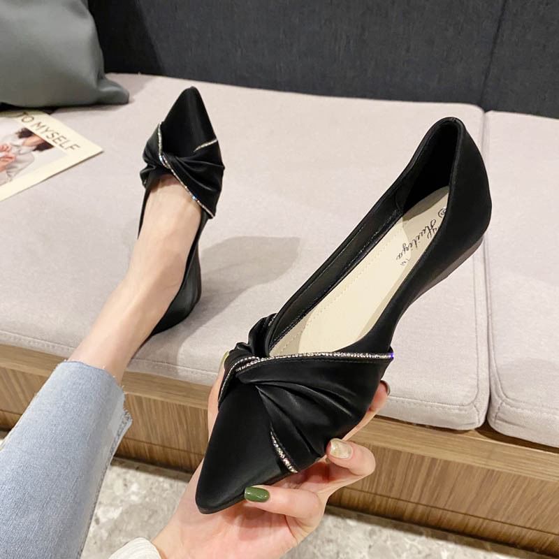 Rhinestone Bow Flats Pointed-Toe
