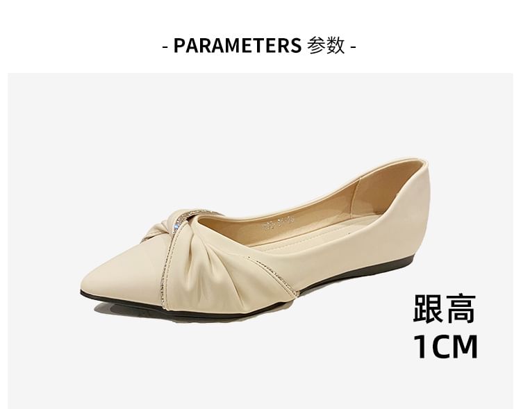 Rhinestone Bow Flats Pointed-Toe