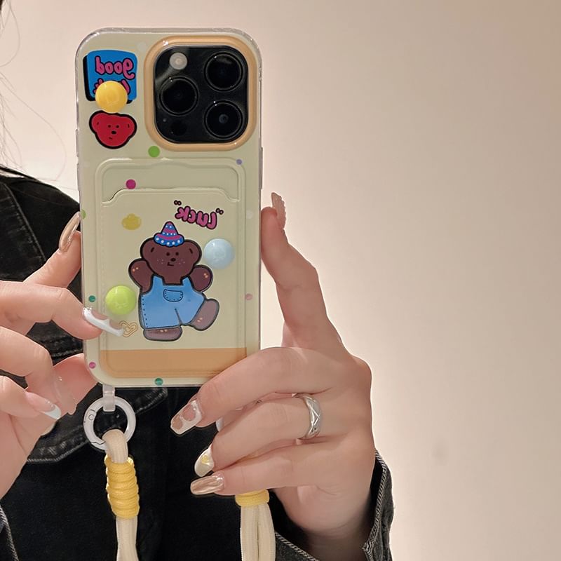 Phone Case Card Bear Holder