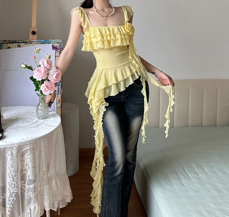 Camisole Ruffle Top Trim Plain