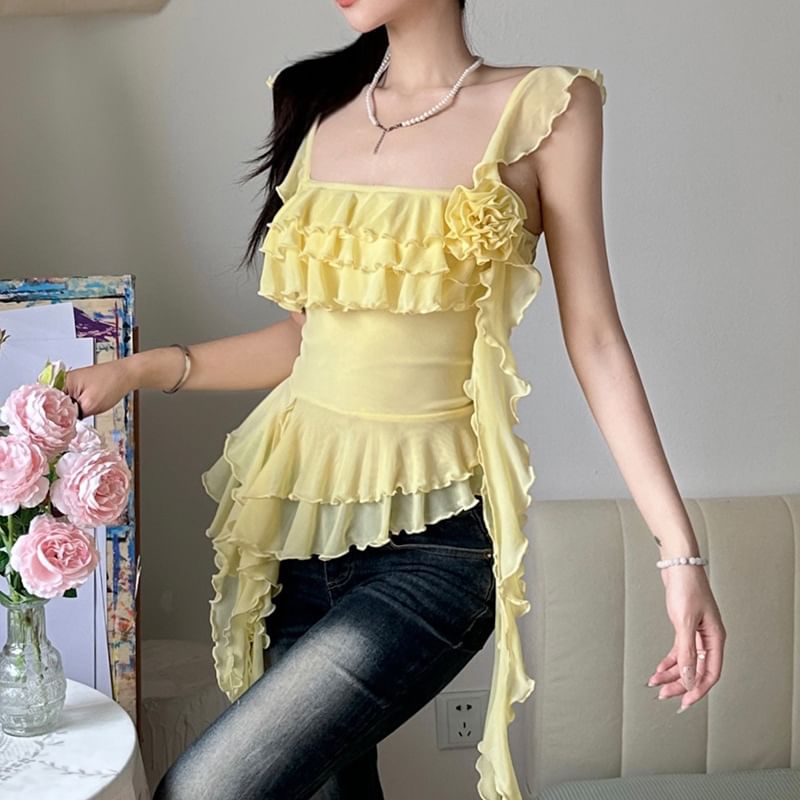 Camisole Ruffle Top Trim Plain