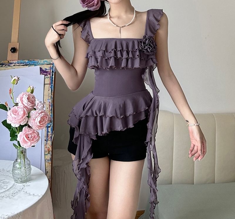 Camisole Ruffle Top Trim Plain