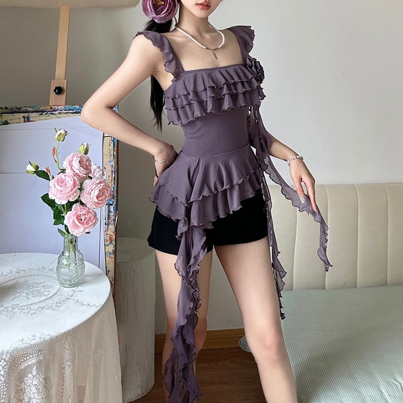 Camisole Ruffle Top Trim Plain