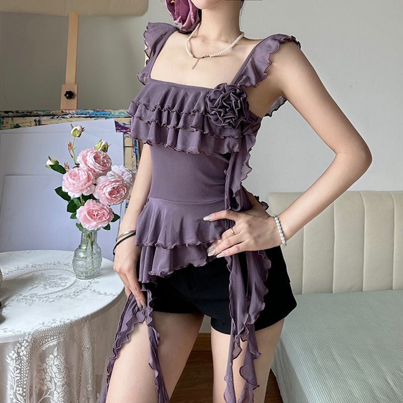 Camisole Ruffle Top Trim Plain