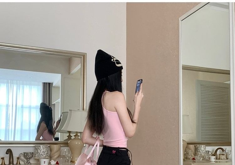 Embroidered Mid Tie-Up Wide Bow Pants Leg Waist