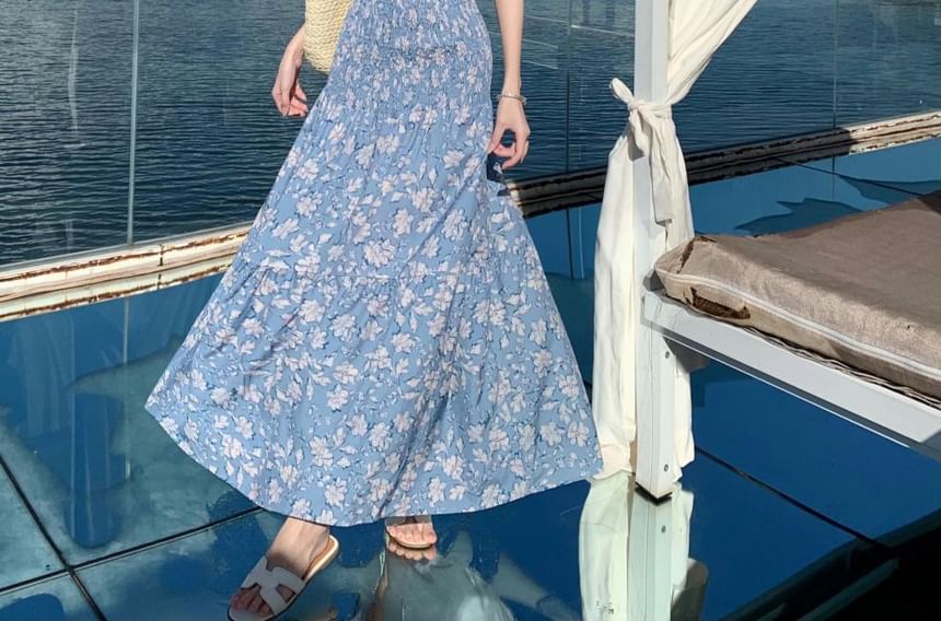 Sundress Strap Cutout Spaghetti Maxi Floral