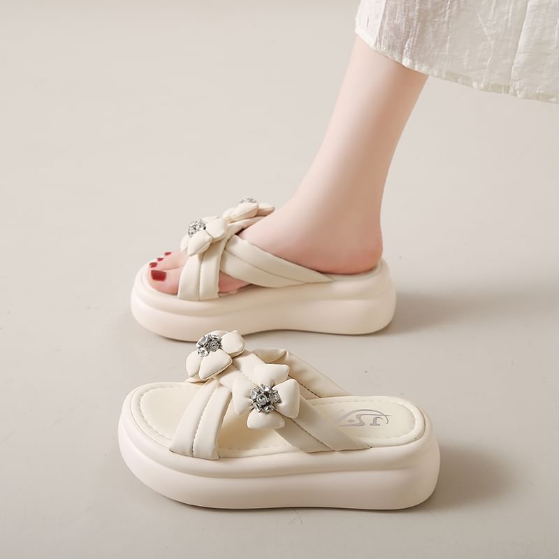 Slide Sandals Flower Platform