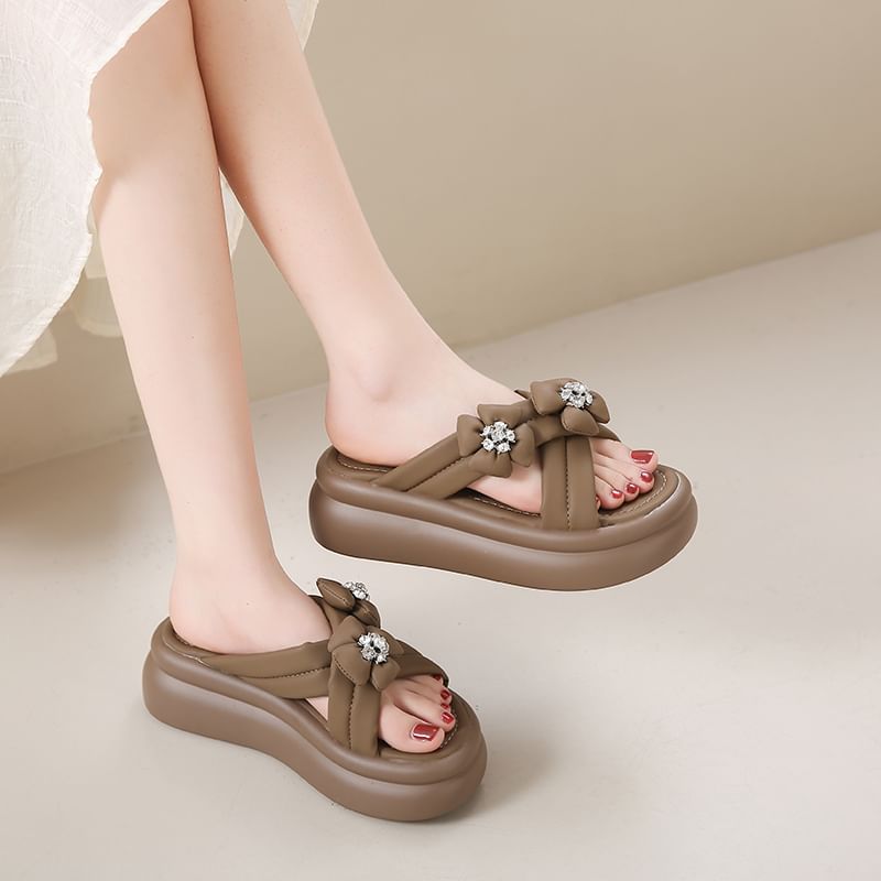 Slide Sandals Flower Platform