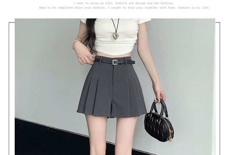 High Waist Plain Wide Leg Dress Shorts