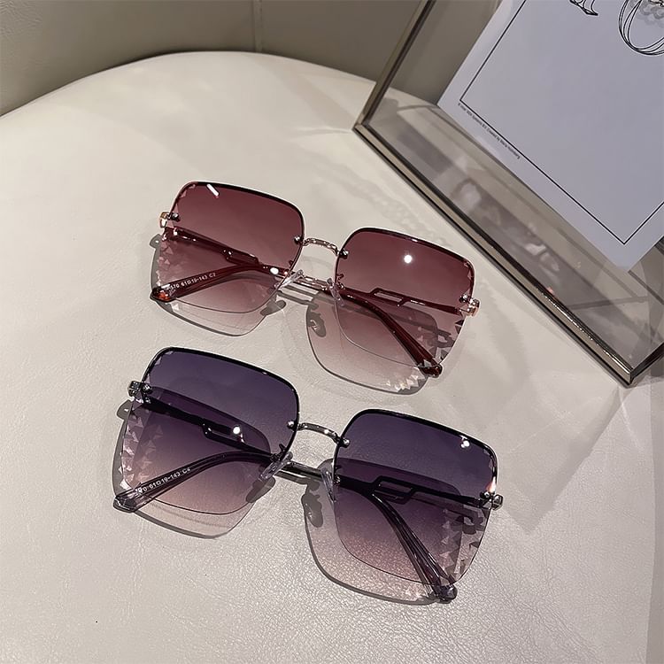 Half Square Frame Diamond Sunglasses Cut