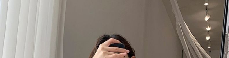 A-Line Puff Neck Mini Square Dress Sleeve Plain