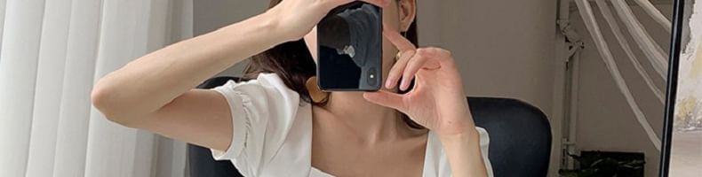 Mini Puff Square A-Line Neck Plain Sleeve Dress