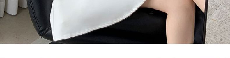 A-Line Puff Neck Mini Square Dress Sleeve Plain